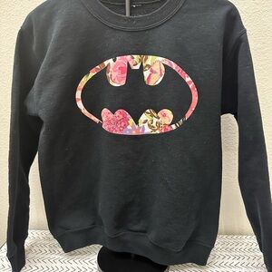 Black Sweatshirt with Floral Batman Logo